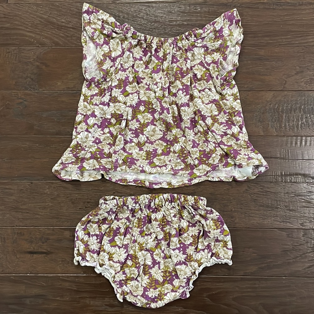 Milkbarn Floral Outfit Set Girl 12-18M